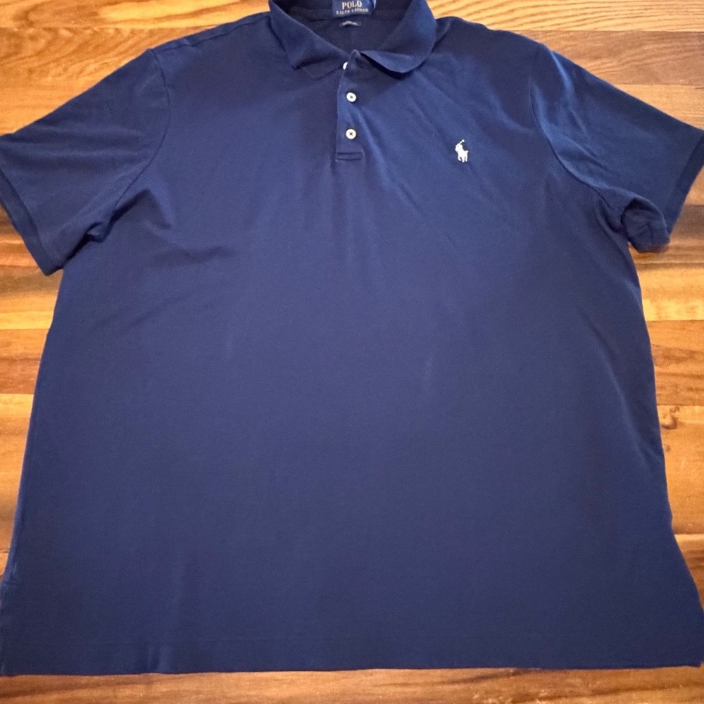 Polo Ralph Lauren Mens XL Classic Fit Navy Blue Short Sleeve Cotton Polo Shirt